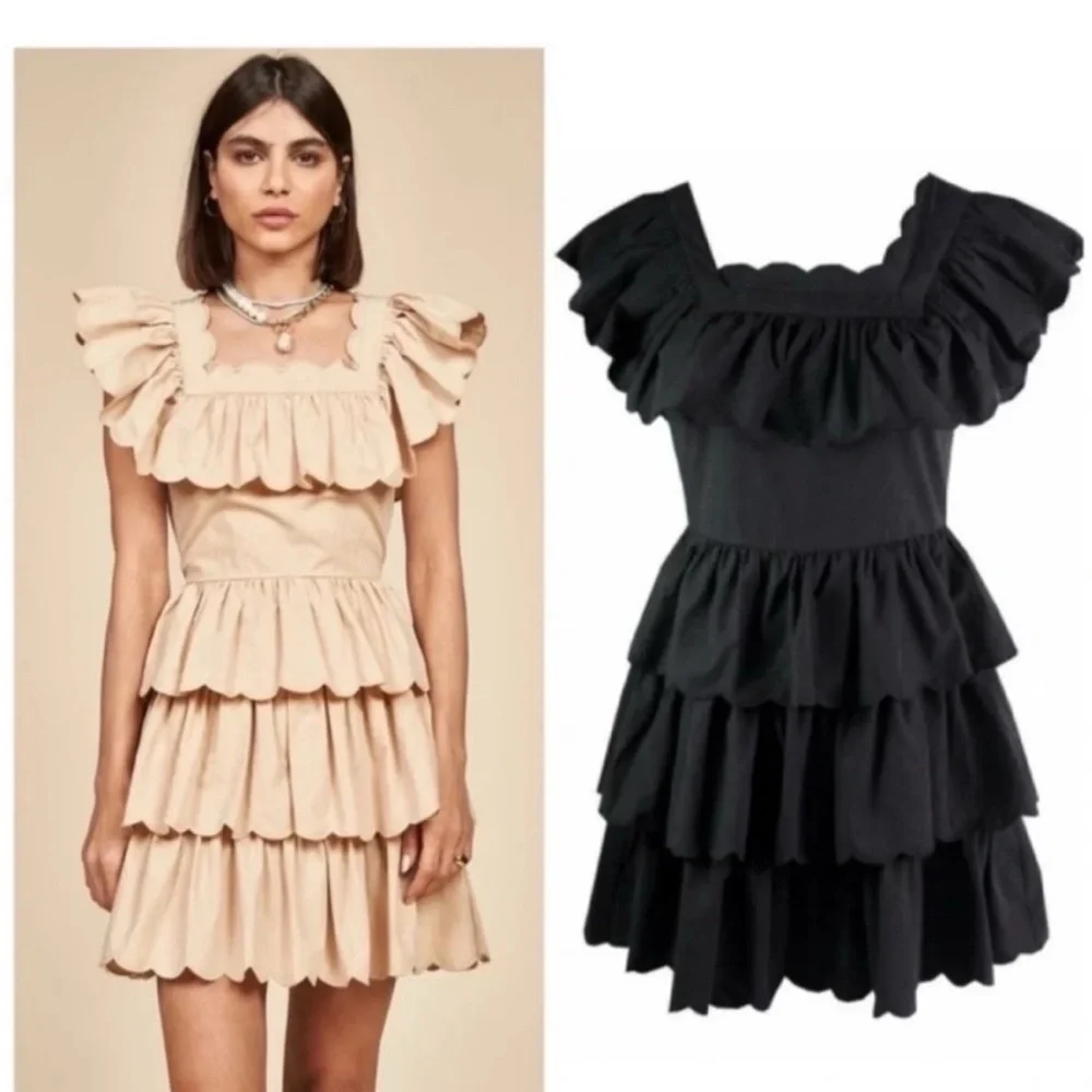 HUNTER BELL Ramsey Dress Black Ruffled Mini Dress - Picture 2 of 6